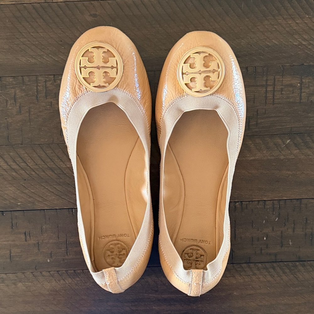 Tory Burch Beige Logo Flats side 9.5